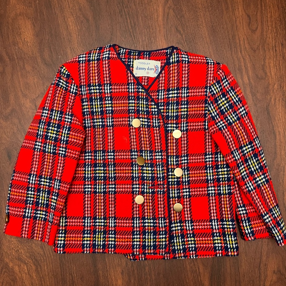 Kids Plaid Blazer with Gold Buttons